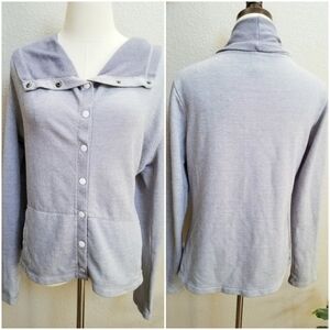 Mondetta Gray Top-Down Turtleneck Cardigan Jacket, size Large